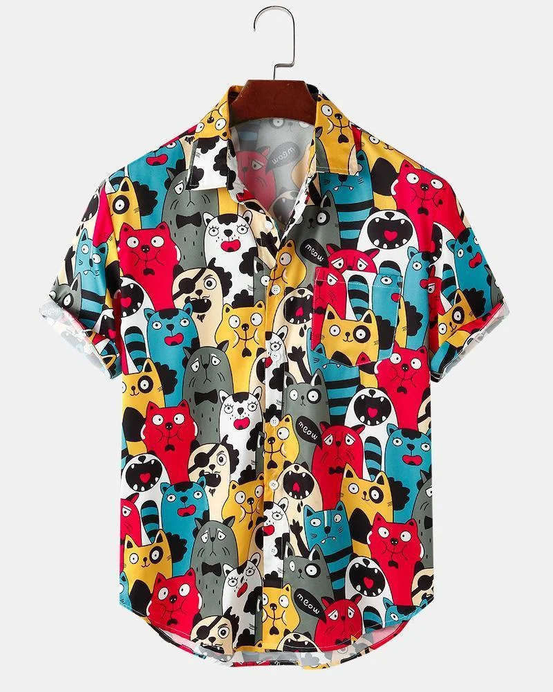 Cartoons Holiday Print Short-Sleeved Shirt