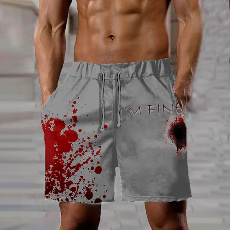 Broswear Men's Bloodstain I'm Fine Printed Shorts