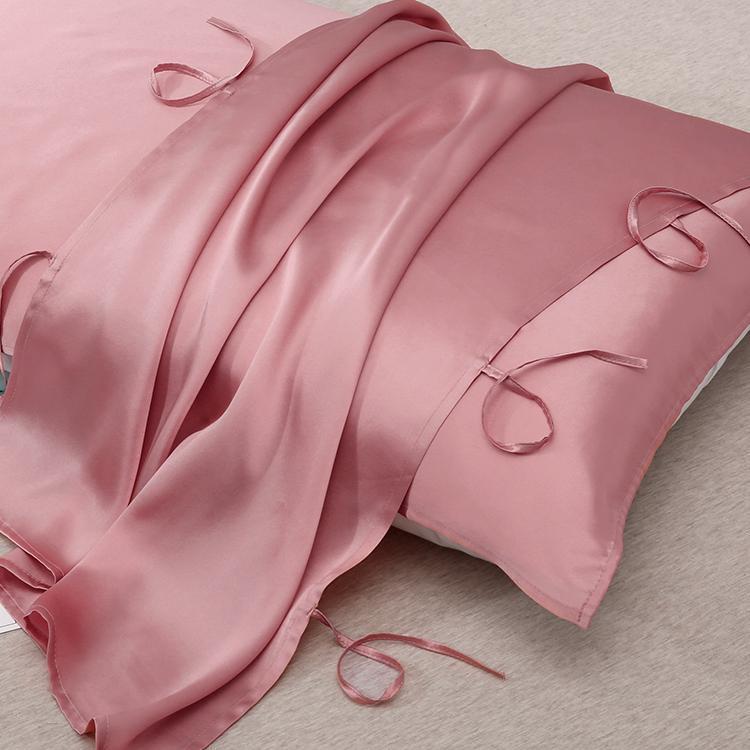 19 Momme Lace-up Travel Silk Pillowcase Pink
