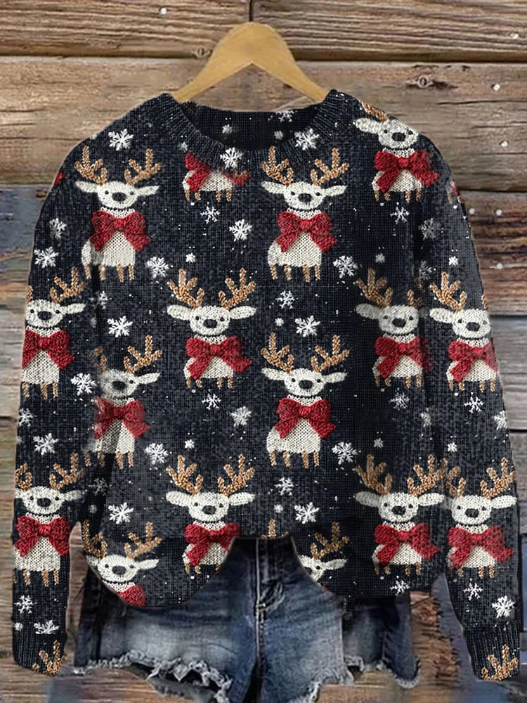 Women's Christmas Elk Knitted Sweater