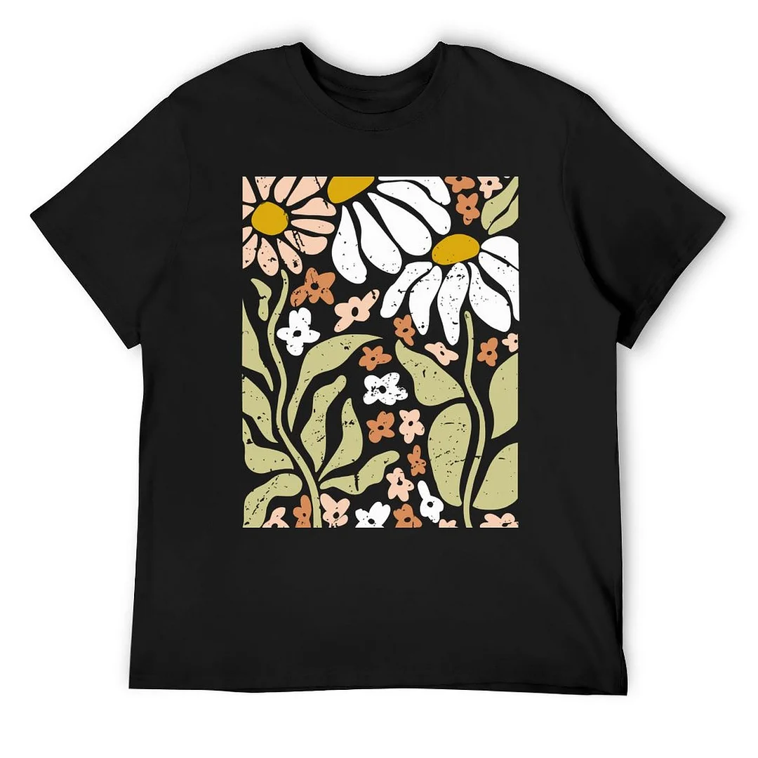 Women plus size clothing Printed Unisex Short Sleeve Cotton T-shirt for Men and Women Pattern Flowers-Nordswear