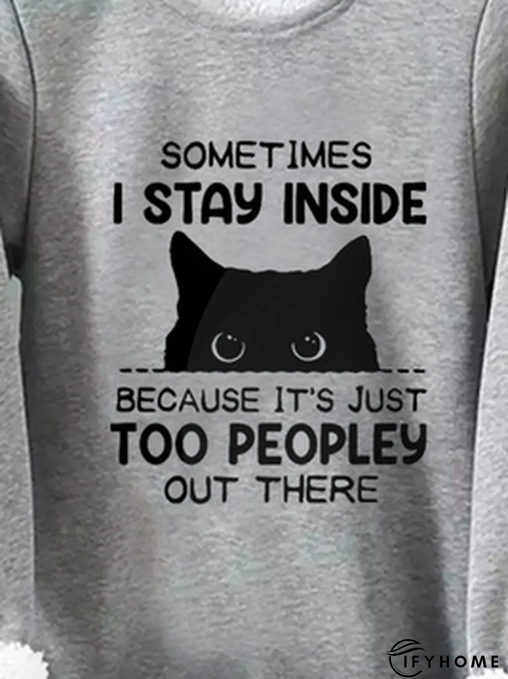 Loose Crew Neck Cat Sweatshirt | IFYHOME