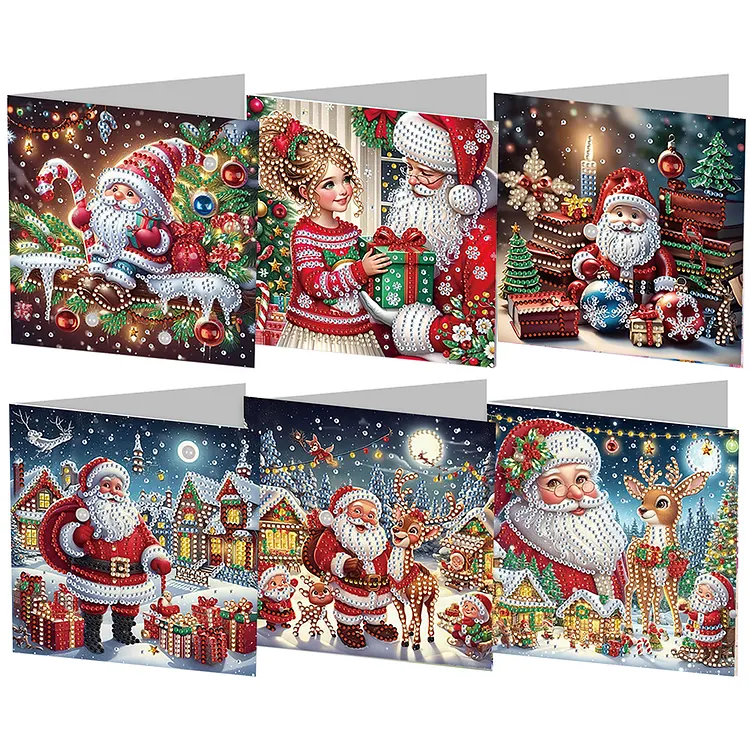 【Greeting Card】6Pcs Christmas Candle Diamond Daily Wish Card Gifts for Family Friends and Lover gbfke