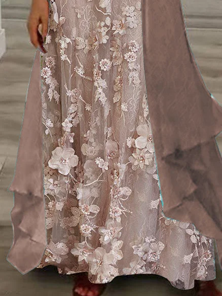 Women Half Sleeve V-neck Solid Color Dress