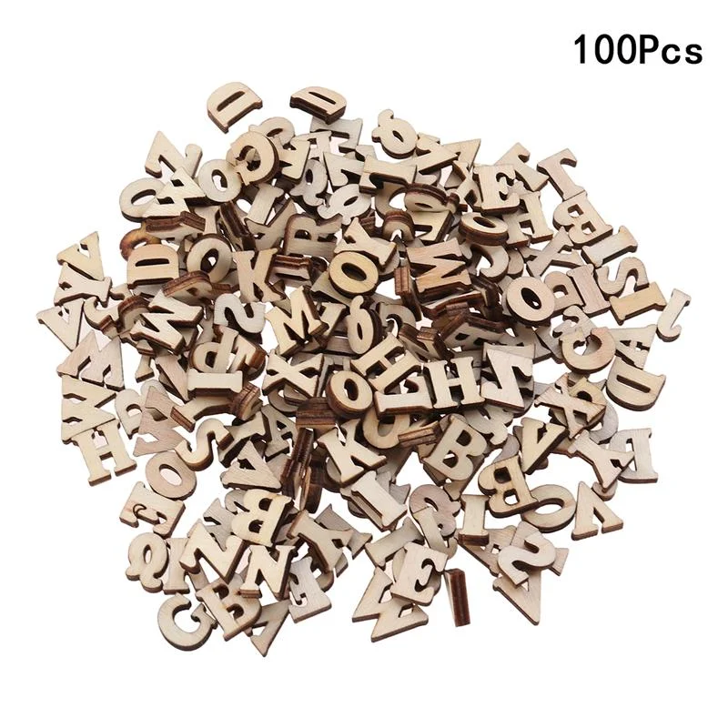100/200pcs 15mm DIY Doodle Educational Small Natural Wooden Slice Scrapbooking Embellishments DIY Craft Decor (English Letters
