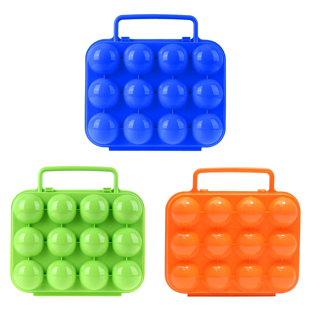 

12 Grid Egg Storage Box Holder Outdoor Camping Eggs Case Kitchen Organizer, Green, 501 Original