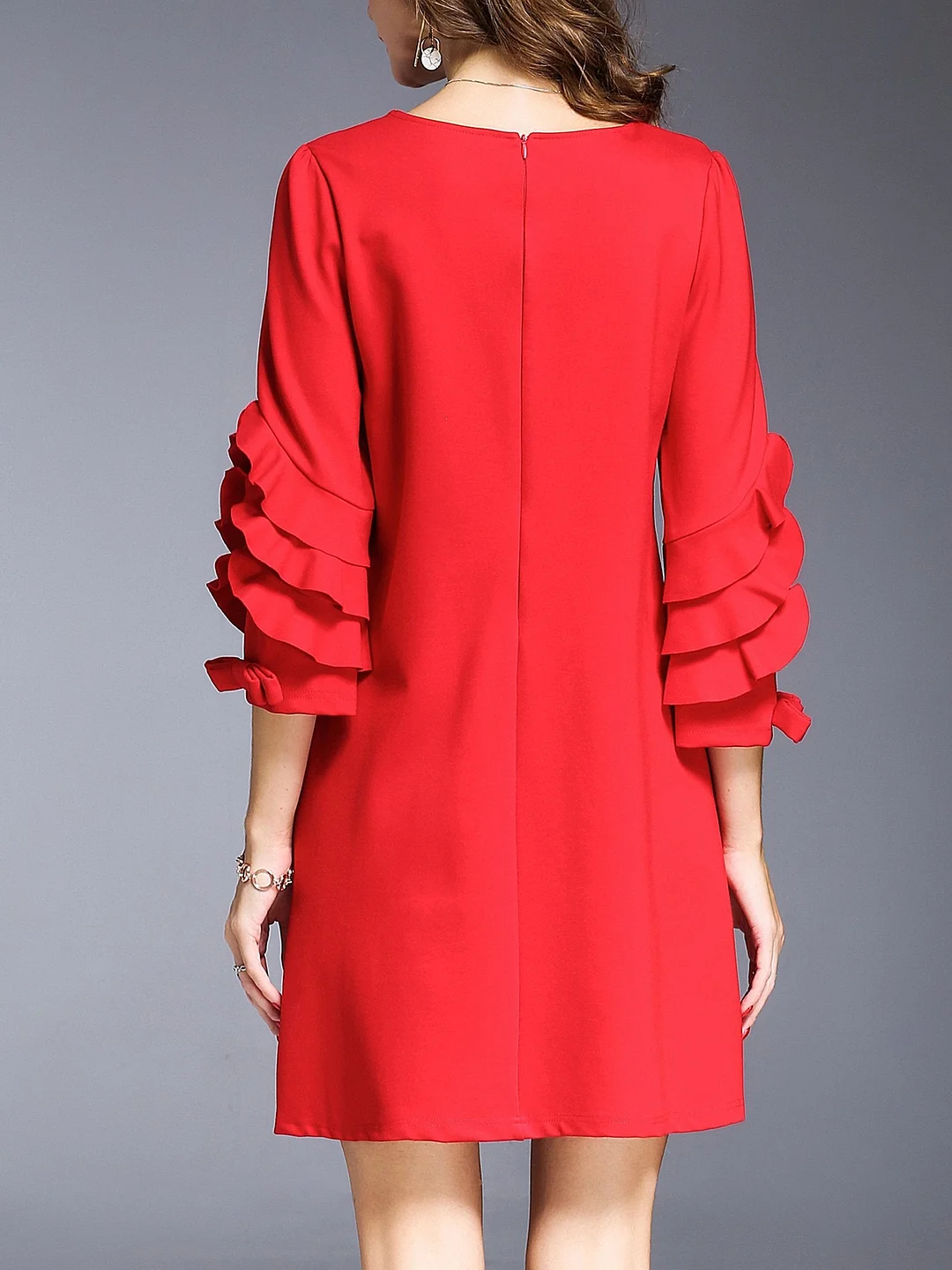 Red A-line Frill Sleeve Casual Statement Mini Dress