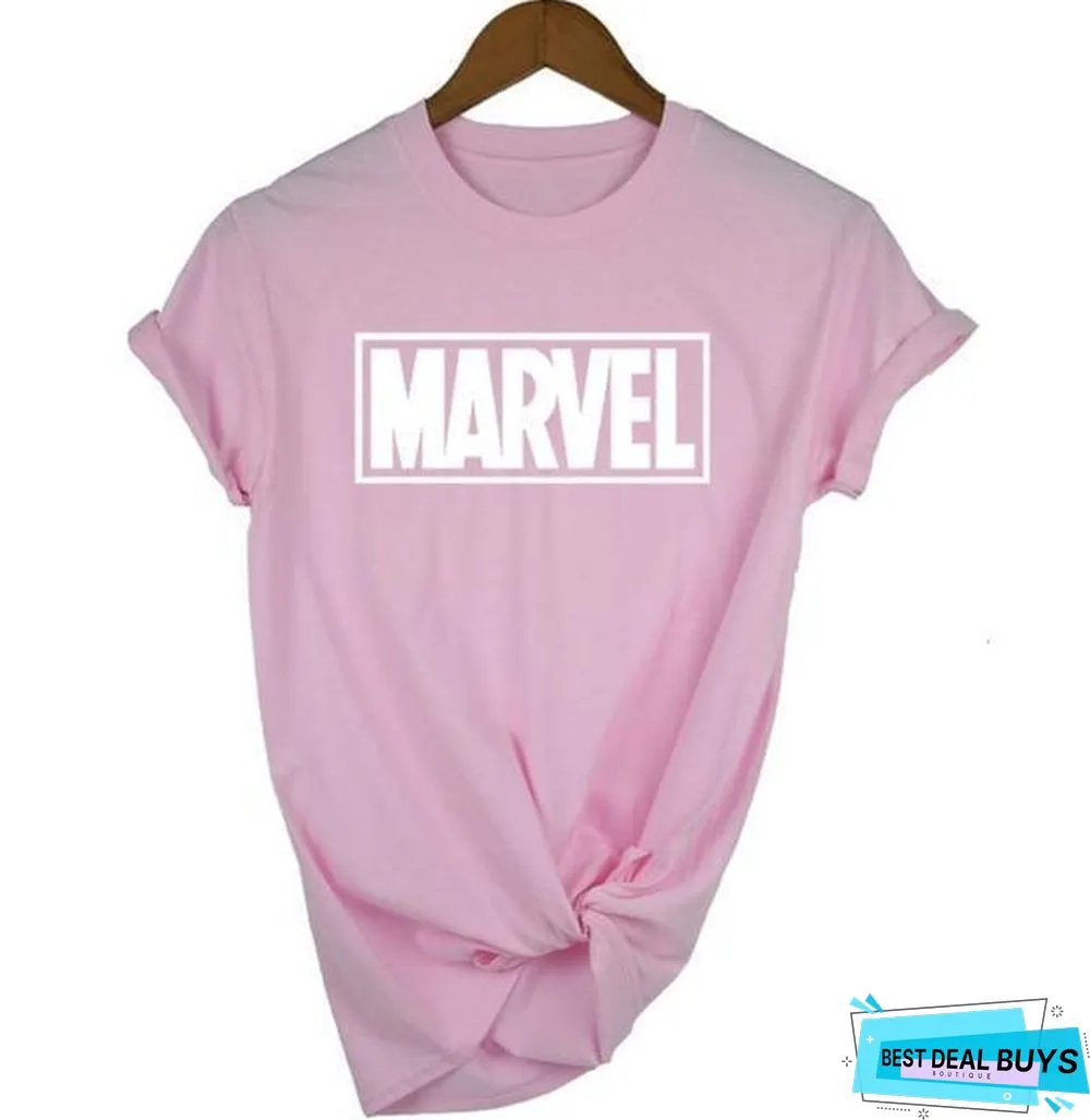Women Short Sleeve T-Shirt O-Neck Cotton Super Hero Tops Tee