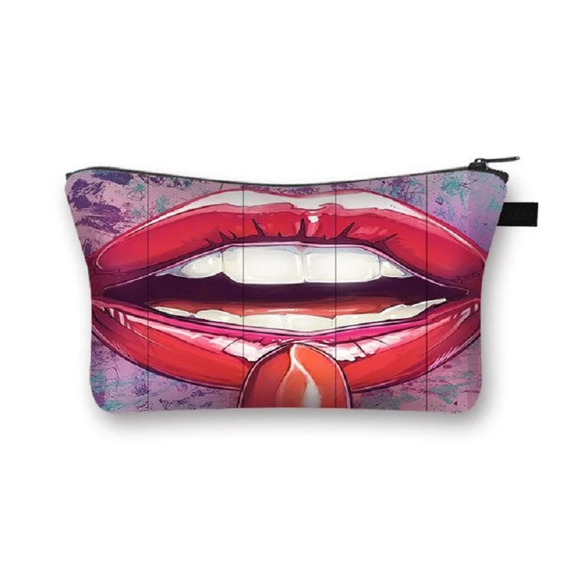 Polyester Cosmetic Bag - Red Lips