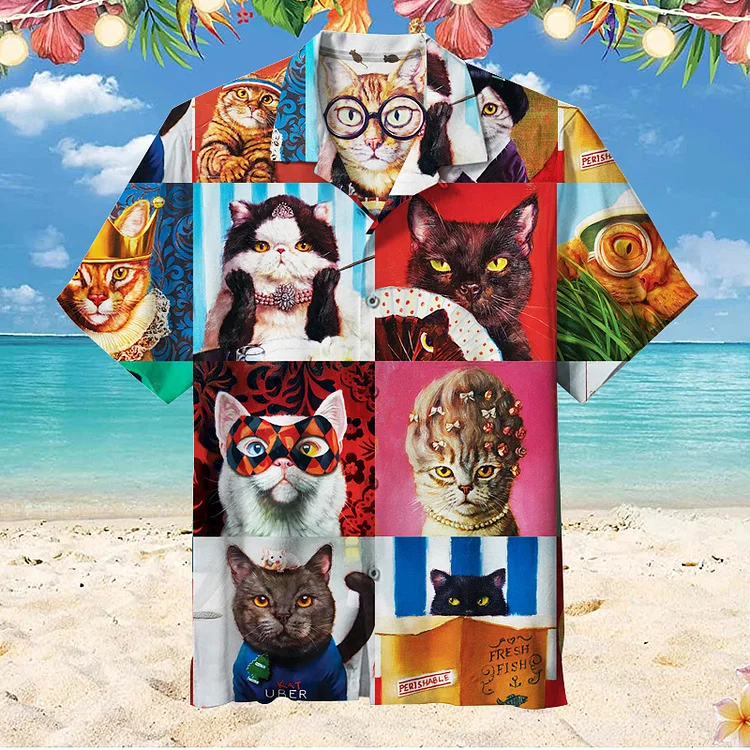 Animal Cat Cute Collage Art | Hawaiian Shirt