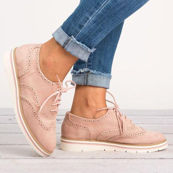 women's lace up perforated oxfords
