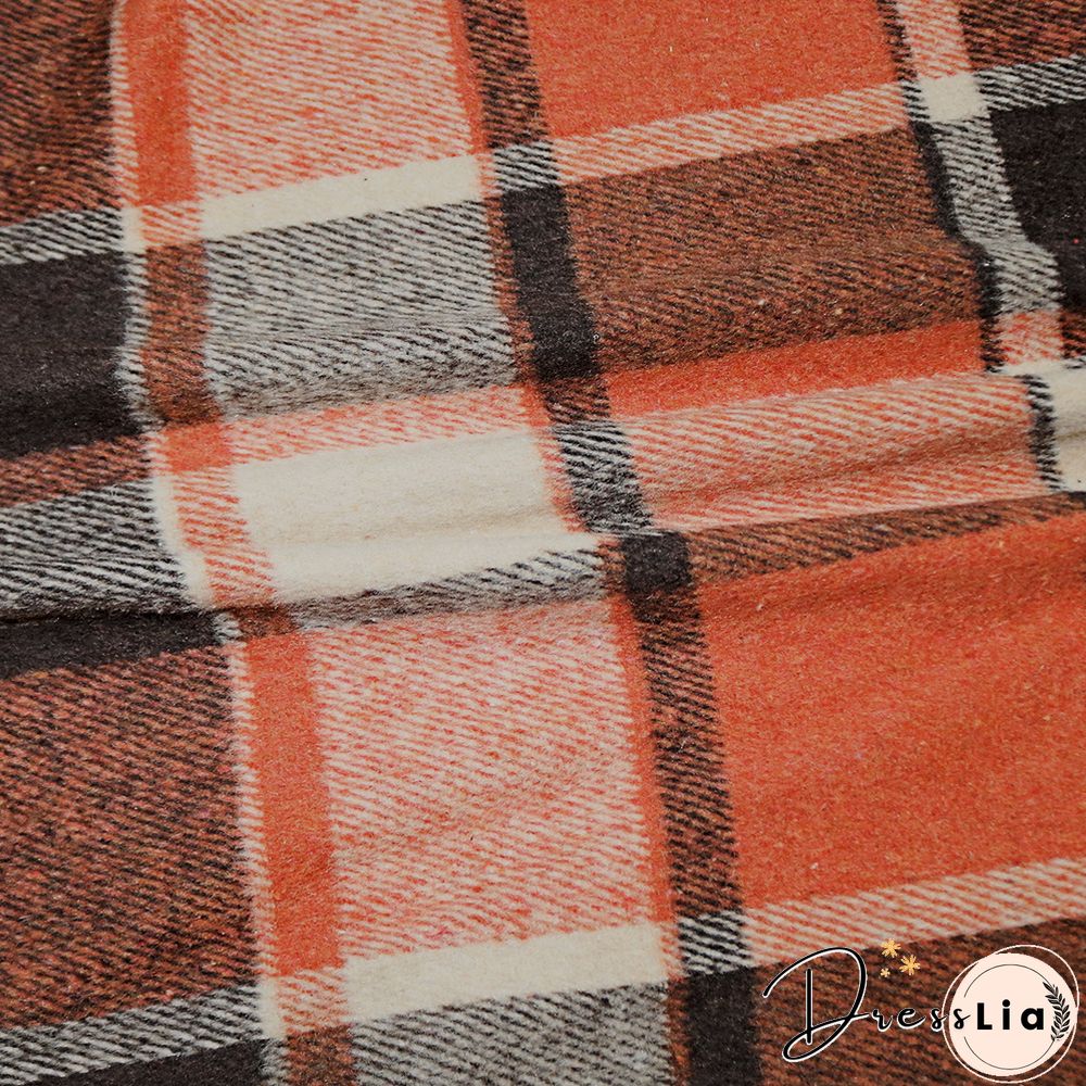 Classic Plaid Single-breasted Woolen Coat