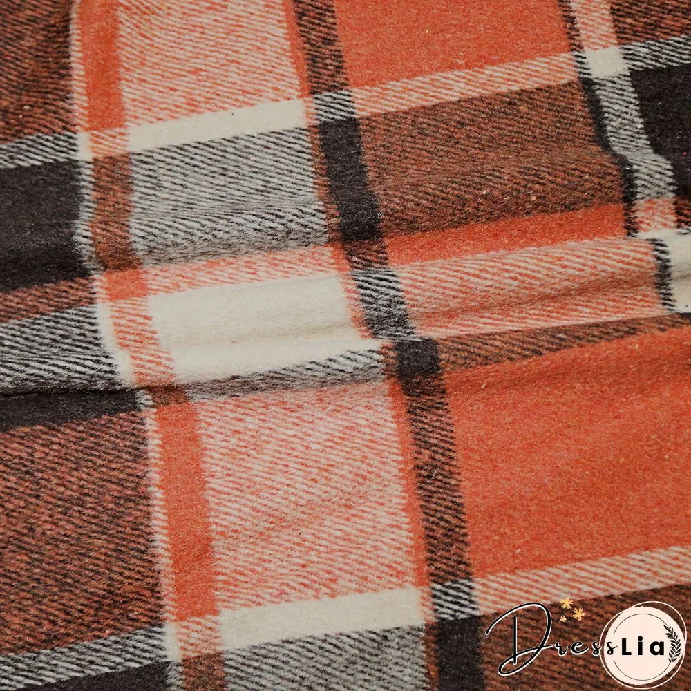 Classic Plaid Single-breasted Woolen Coat