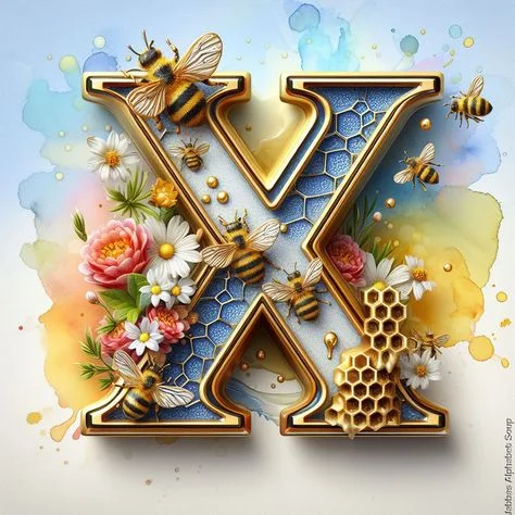 Diamond Painting - Full Round Drill - Bee Alphabet(Canvas|30*30cm)