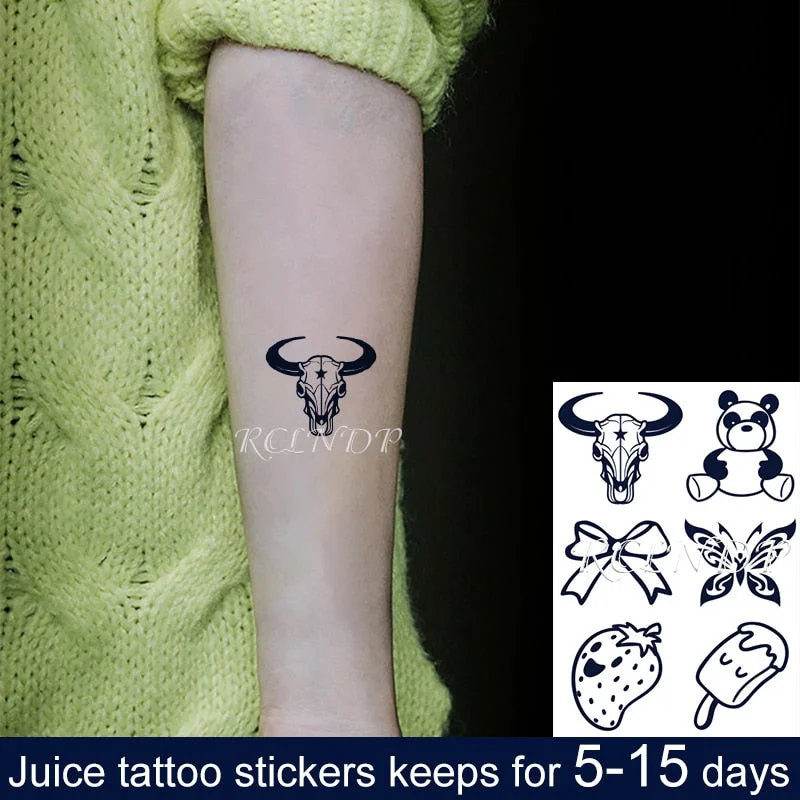Waterproof Temporary Juice Ink Sticker Sun Totem Dragon Phoenix Small Element Fruit Gel Long Lasting Tattoo for Men Women girl