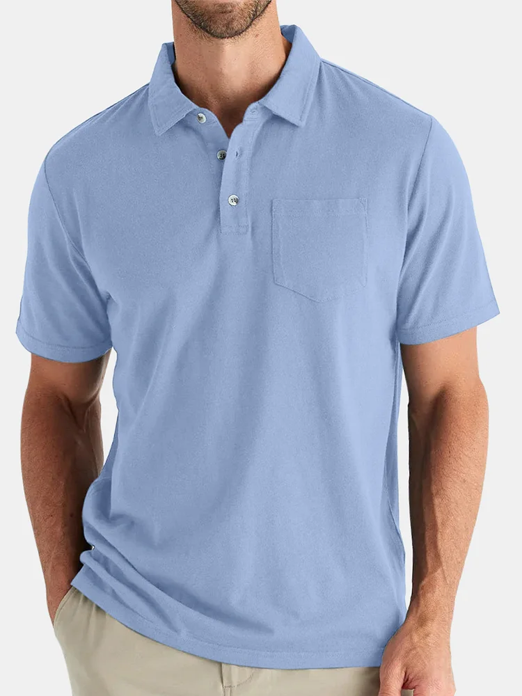 Men's Summer Comfortable Solid Color Casual Short-sleeved Polo Shirt