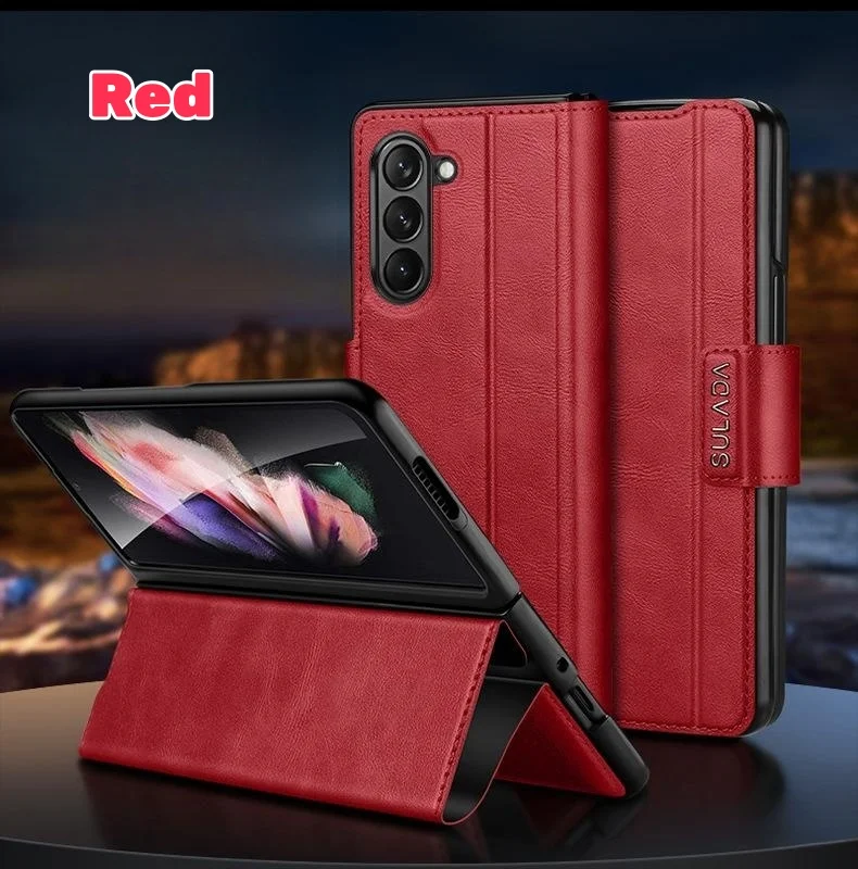 Suitable for Samsung Fold series magnetic buckle bracket folding leather case all-inclusive mobile phone case