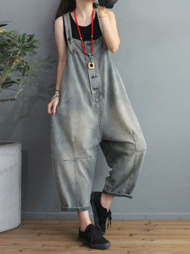 Train With Intensity Denim & Cotton Overall Dungarees