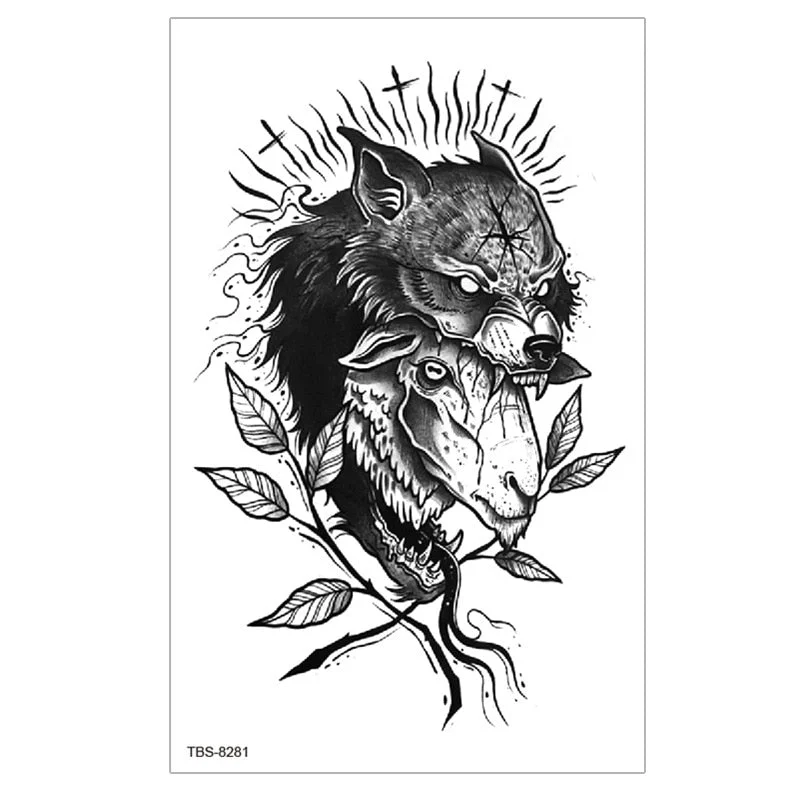 Waterproof Temporary Tattoo Sticker Lion Wolf Tiger Forest Tattoos Girl Mermaid Body Art Arm Fake Sleeve Tatoo Women Men