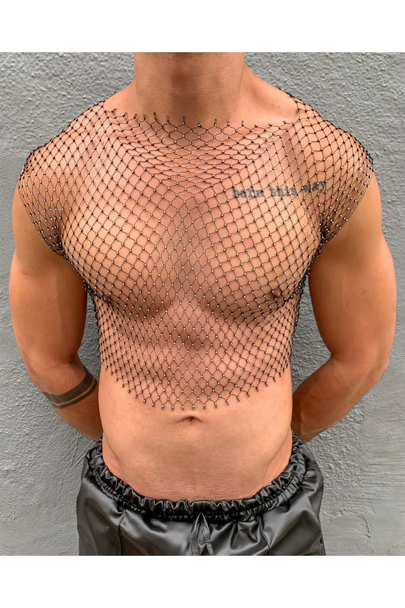 fishnet rhinestone top