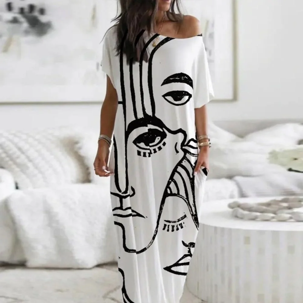 Basic Short Sleeve White Maxi Dress
