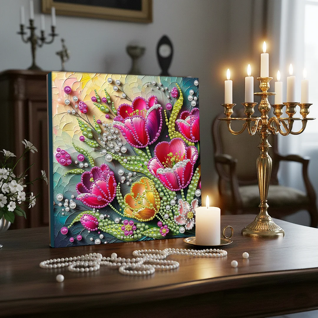 Tulip - DIY Pearl Diamond Art Kit With Frame 30*30cm