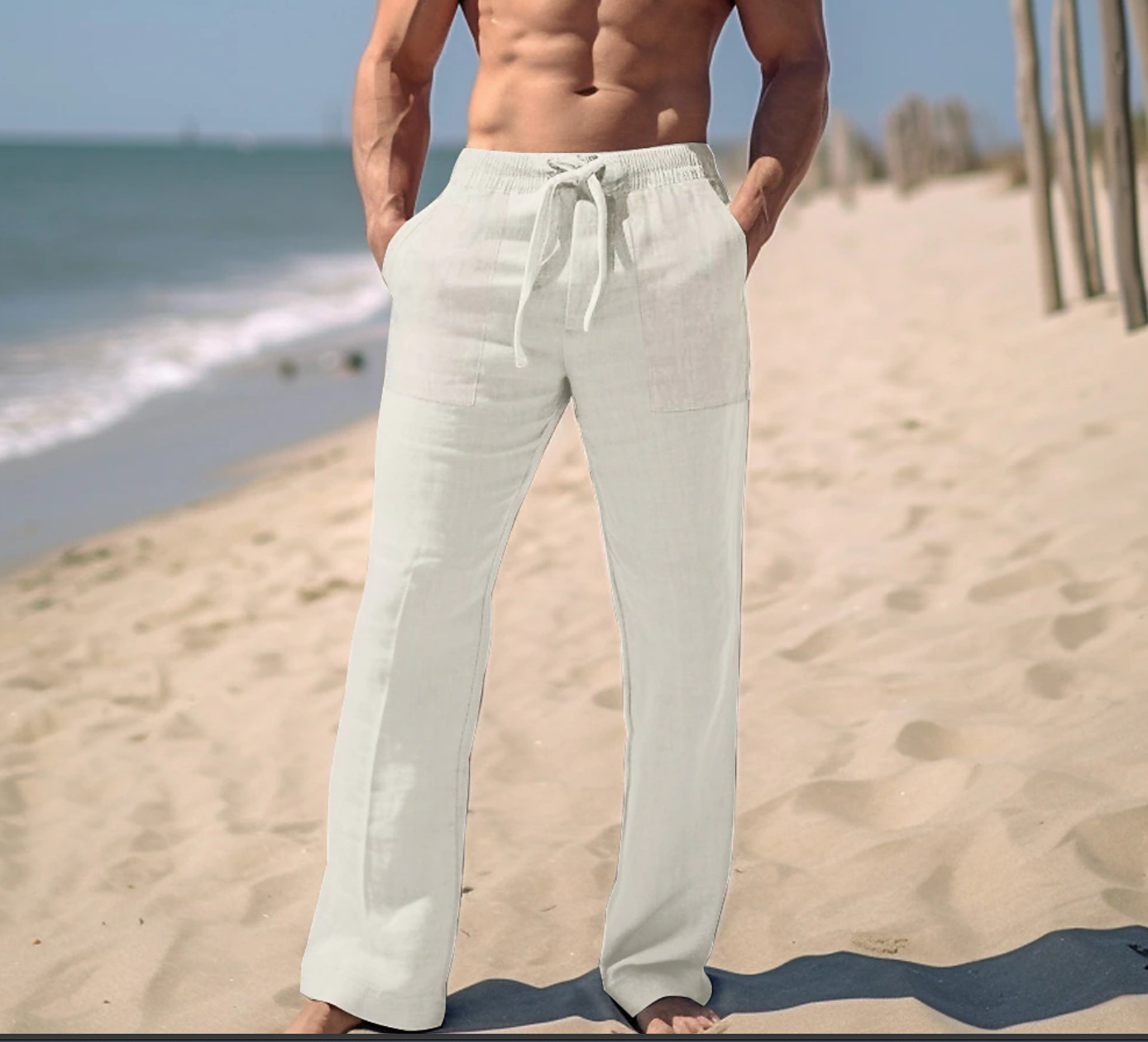 Men's trendy casual solid color trousers