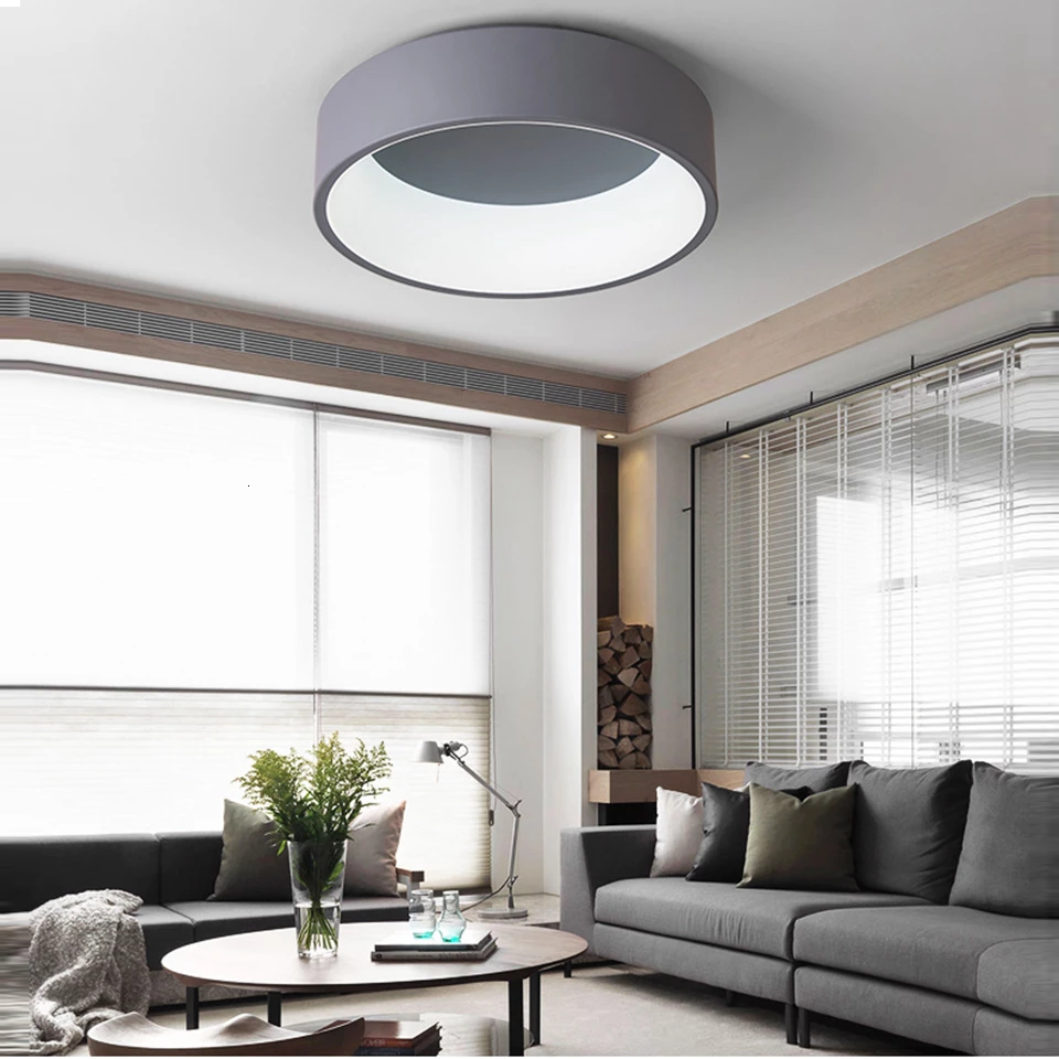 Round Circle Aluminum Modern Led Ceiling Light Lamp For Living Room Bedroom Dining Table Office Meeting Room