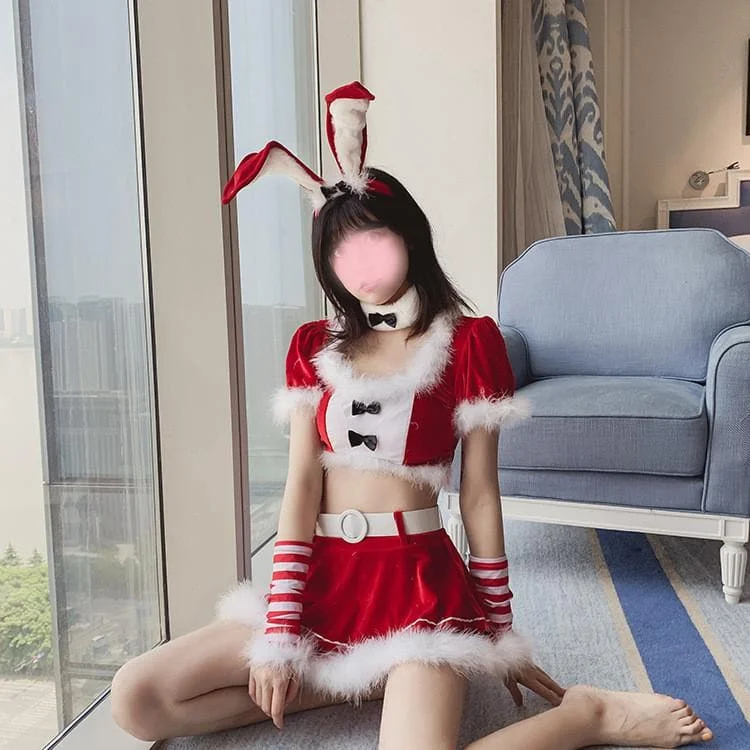 Christmas Cute Anime Bunny Girl Costume Santa Dress Uniform SP131