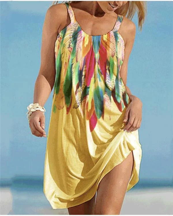 Print Sleeveless Shift Knee Length Casual/Vacation Dresses