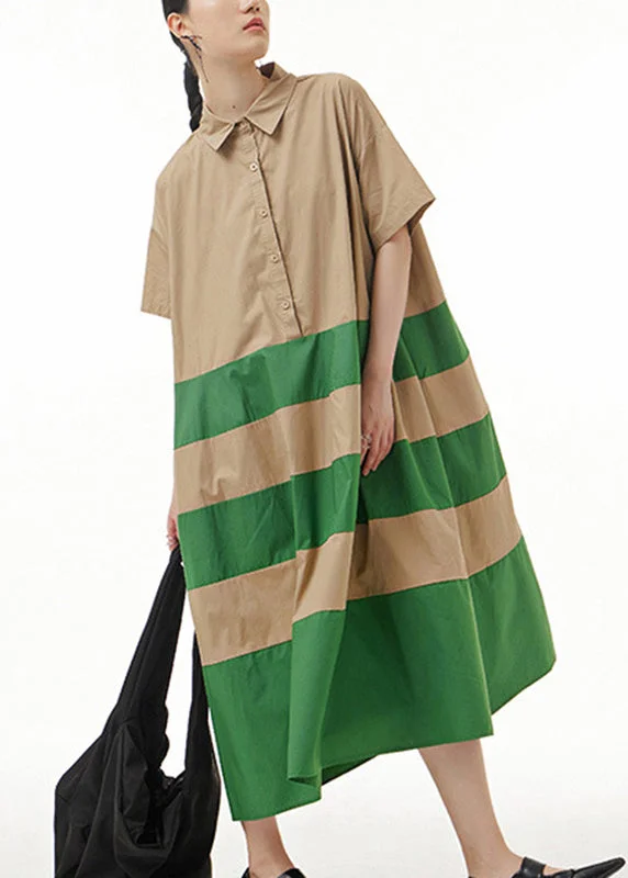 Green Printed Loose Maxi Dress