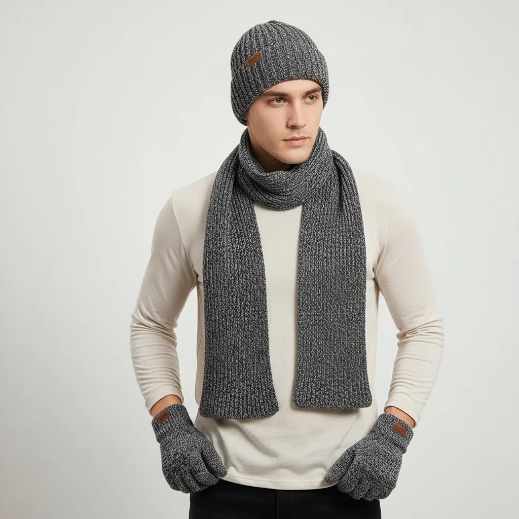 Three-Piece Knitted Winter Accessory Set - WarmTrio