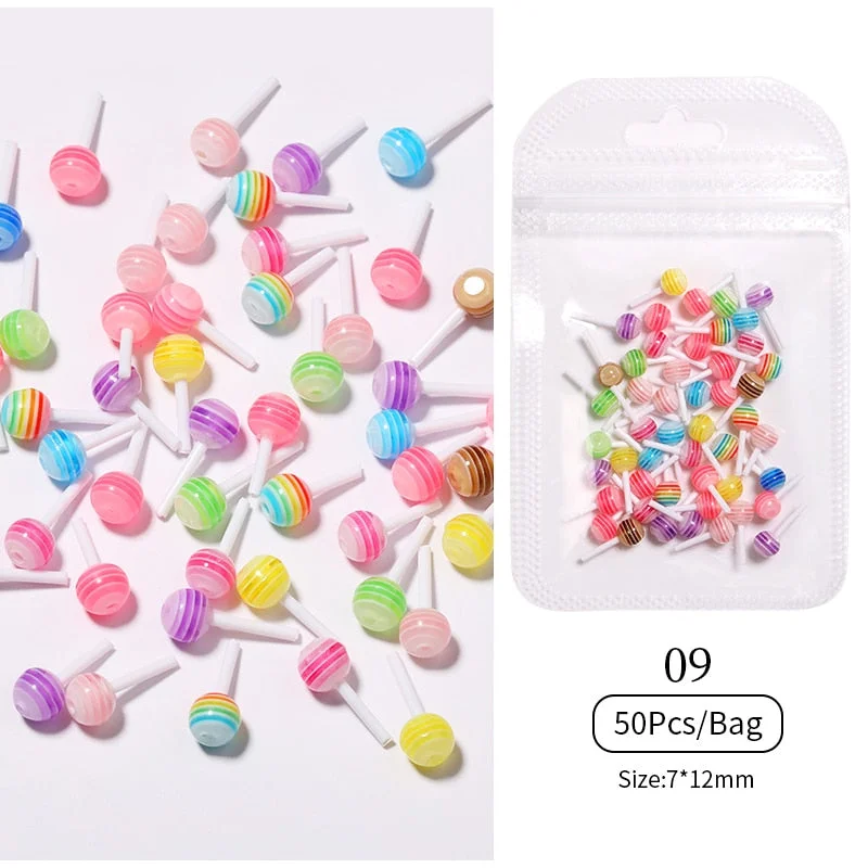 48pcs Mixed Size Aurora Little Bear Nail Art Accessories Resin Kawaii Bear Stereo FlatBack 3D Fashion Fingernail DIY Decoration-Nail Inspo