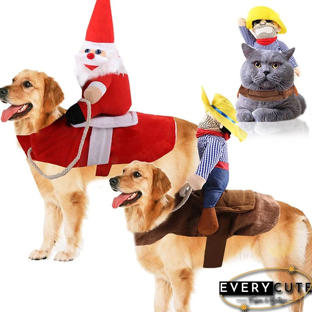 Running Santa Christmas Pet Costumes Santa Dog Costume Dog Apparel Party Dressing up Clothing for Small Large Dogs Cats Clothes Pet Outfit