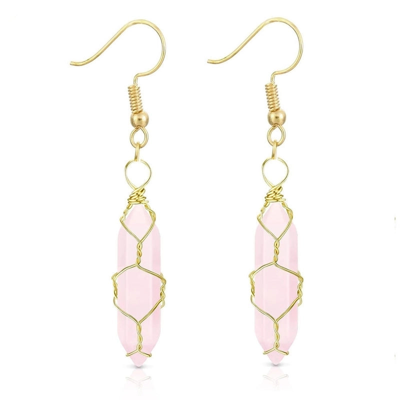 1 Pair Casual Minimalist Geometric Natural Stone Crystal Iron Drop Earrings