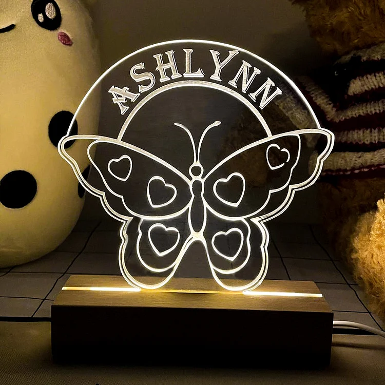 Personalized Butterfly LED Lamp Custom Name Night Light Gifts for Kids