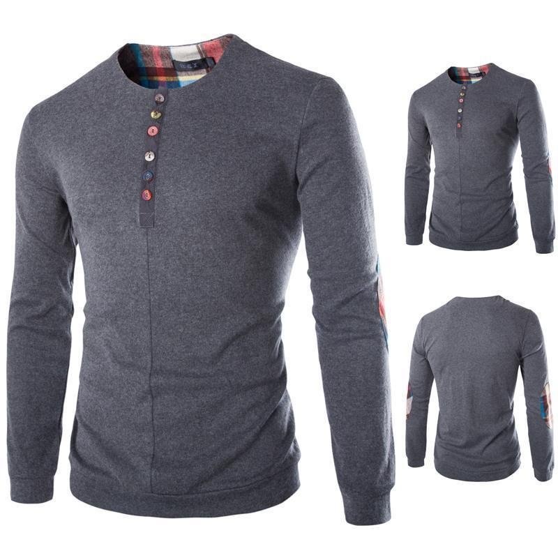 Men's Warm Wool Fleece Plaid Stitching Autumn And Winter Bottoming T-shirt-Compassnice®