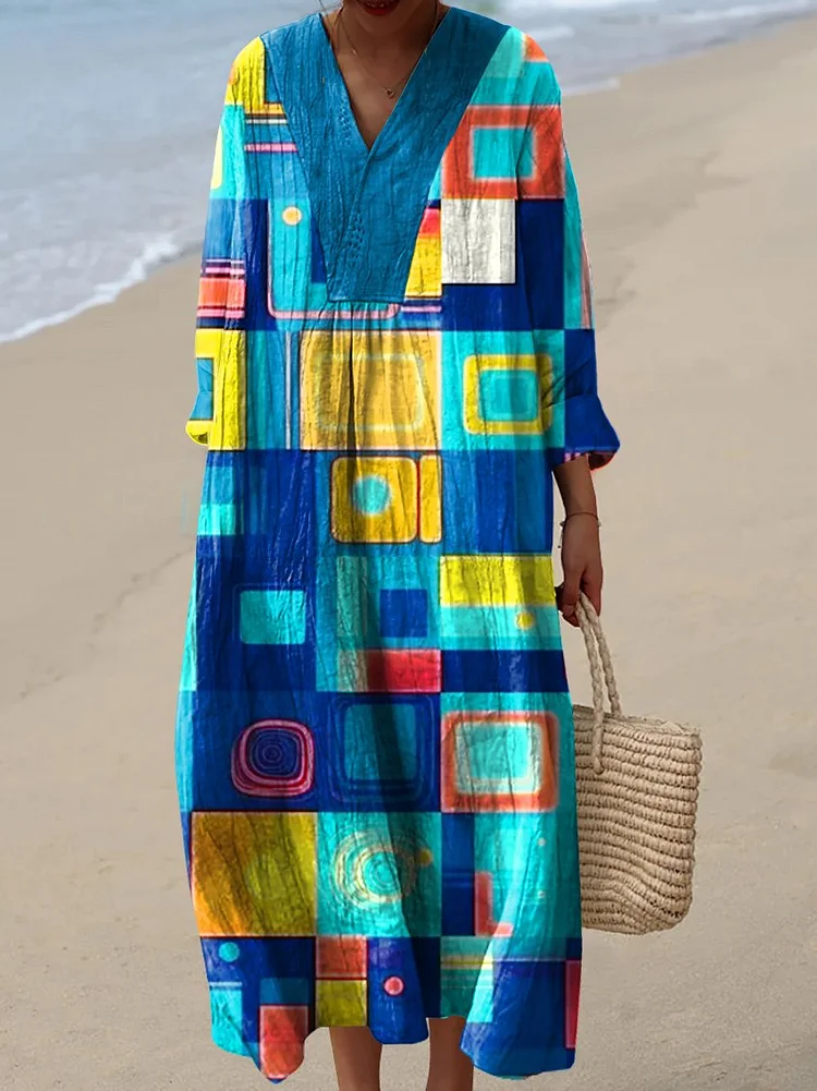 Women's Retro Abstraction Art Print Dress