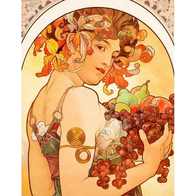 Full Round Diamond Painting - Art Nouveau - Female Illustrations 40*50CM