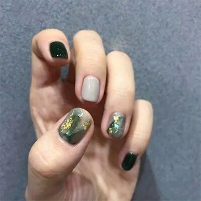 24pcs/Set Long Stiletto False Nails Pre-finished Europen Ink Design Artificial Full Cover Nail Art Tips Fake Nails wih Glue-Nail Inspo