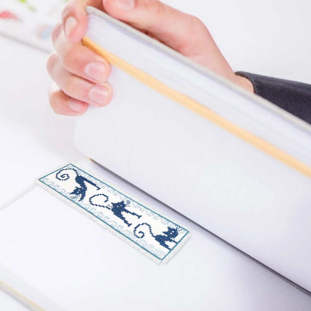 14ct 2-Strand Double-sided Counted Cross Stitch Bookmark - Cat(18*6cm)