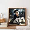 Vie d&rsquo;animaux de compagnie fille-plein diamant rond peinture-30 * 30cm