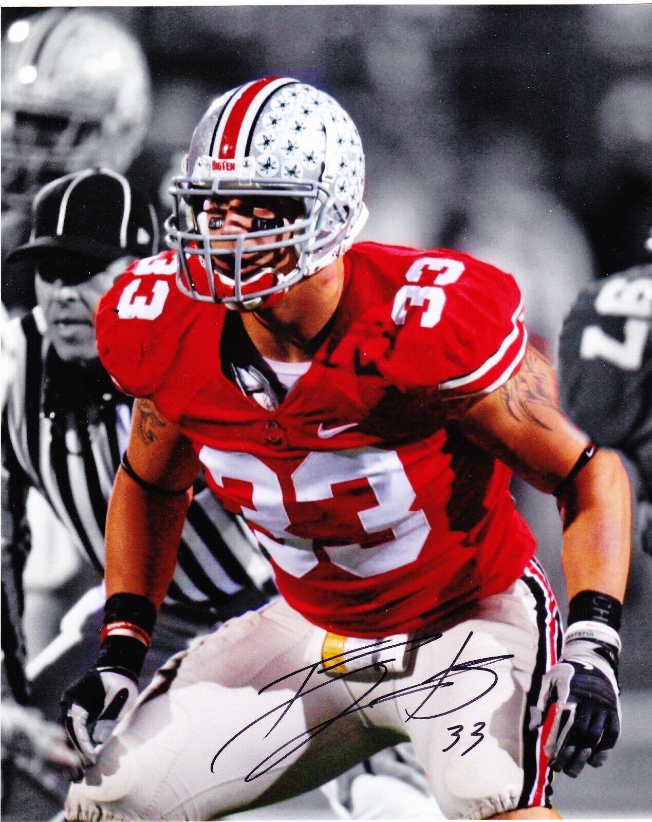 James Laurinaitis signed 8x10 Ohio State Buckeyes color Photo Poster painting #2