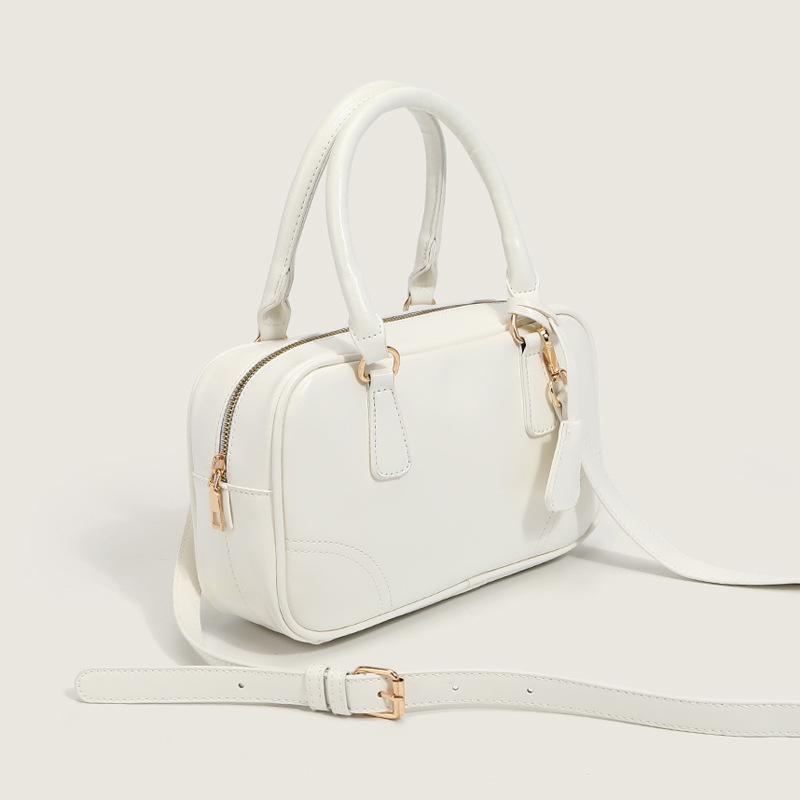 Simple Vintage Oil Wax Leather Handbag Joker Large Capacity Boston Bag Light Commuter Bag Women's Bag