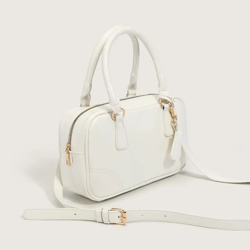 Simple Vintage Oil Wax Leather Handbag Joker Large Capacity Boston Bag Light Commuter Bag Women's Bag