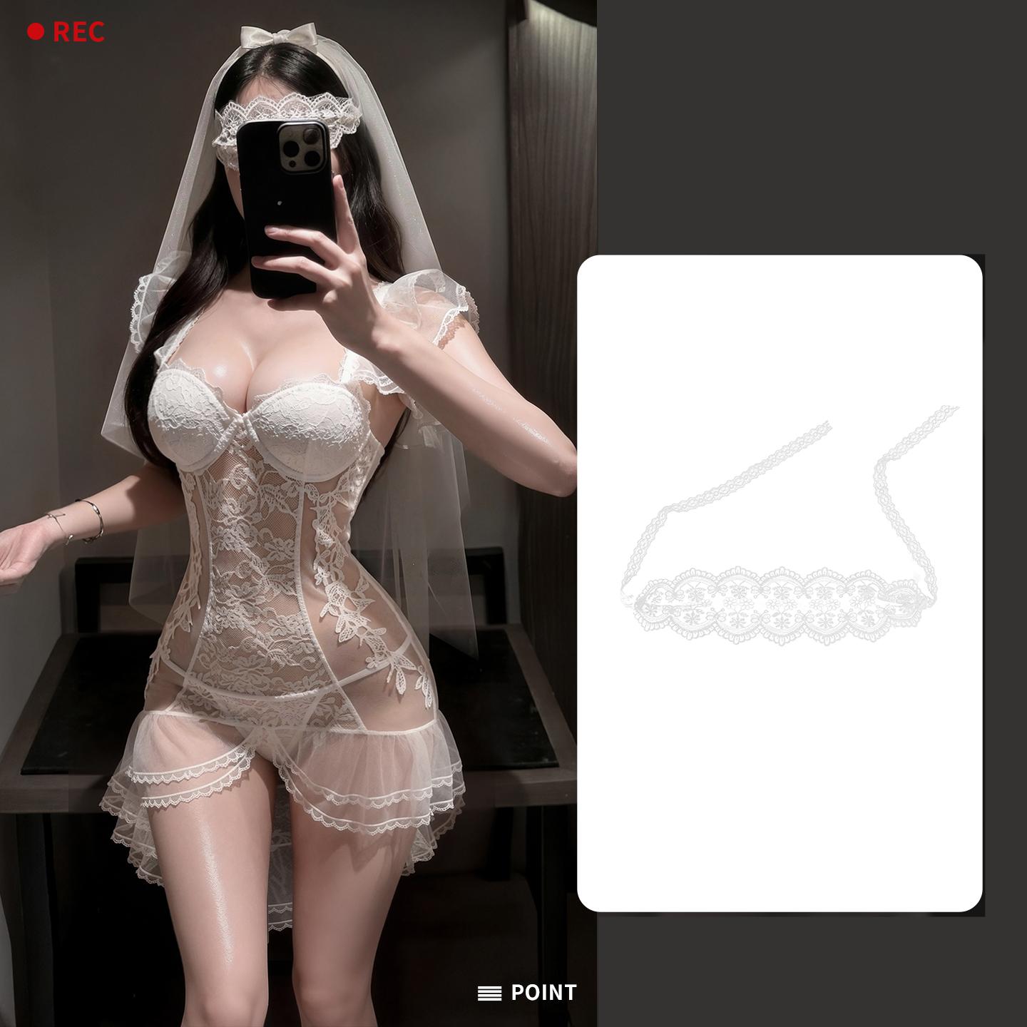 Lovingerie - Bridal Fishtail Skirt See-through Sexy Flirting Suit