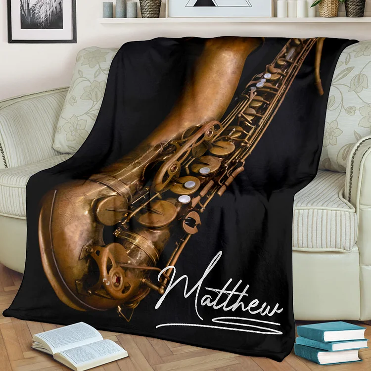 Personalized Saxophone Blanket For Comfort & Unique|BKKid398[personalized name blankets][custom name blankets]