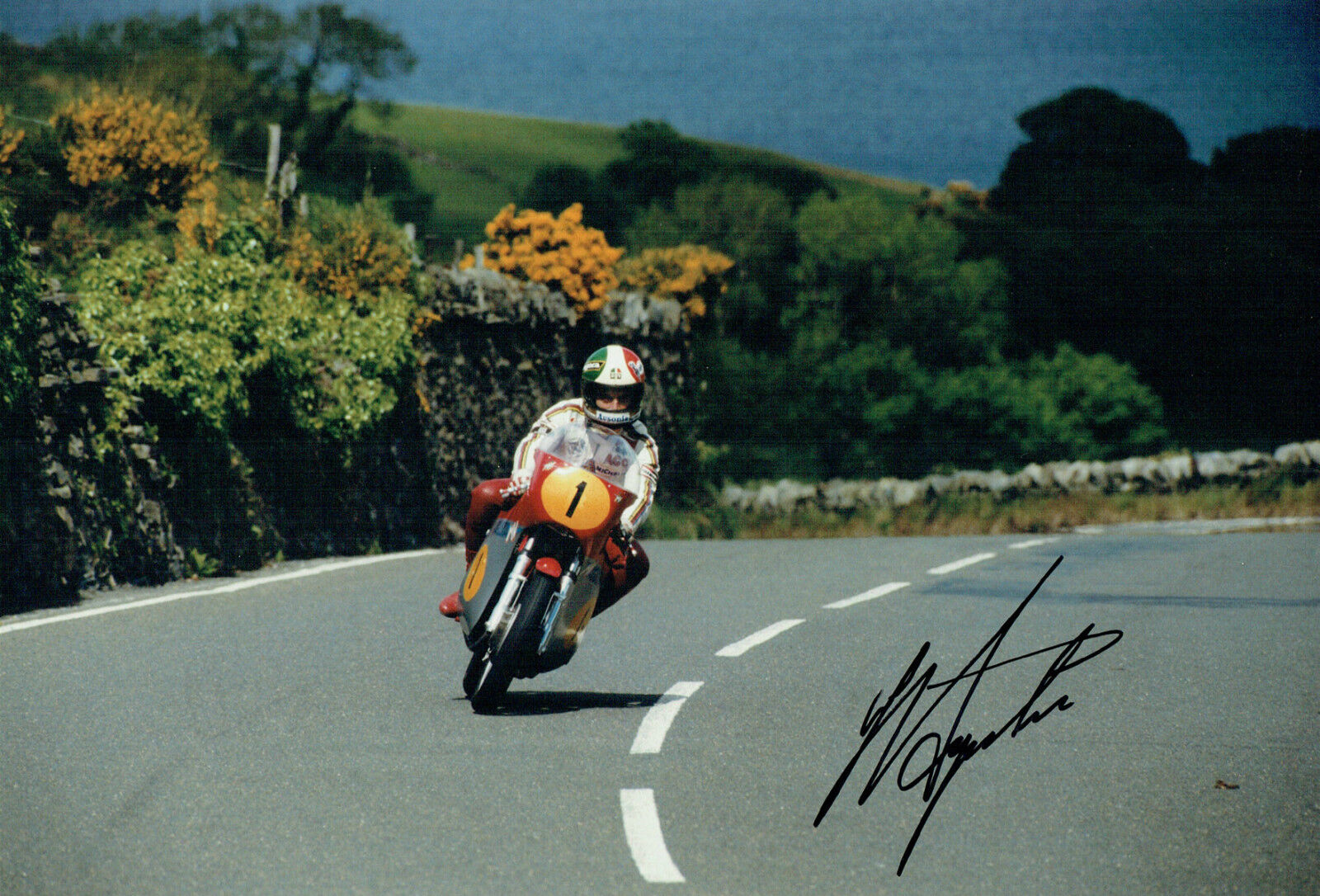 Giacomo AGOSTINI Autograph SIGNED 12x8 RARE Photo Poster painting IOM TT Rider COA AFTAL