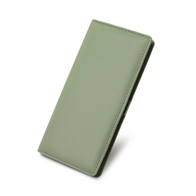 RFID Anti-theft Brush Women’s Wallet New PU Solid Color Ultra-thin Credit Card Holder Zipper Hasp Long Wallet