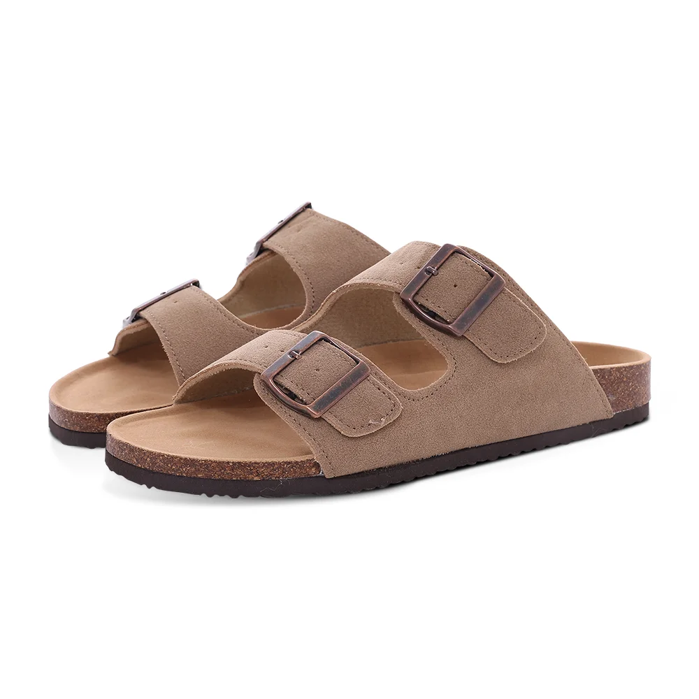 Unisex Classic Soft Thick Sole Cork Sandals Double Buckle Summer Beach Slippers
